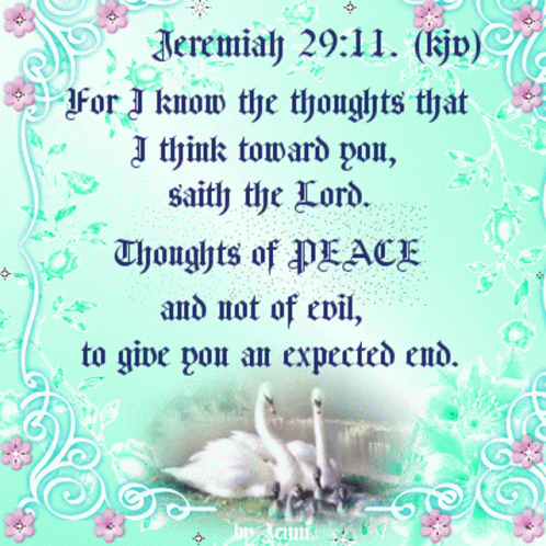 A Bible Verse From Jeremiah 29:11 Is Displayed On A Blue Background GIF