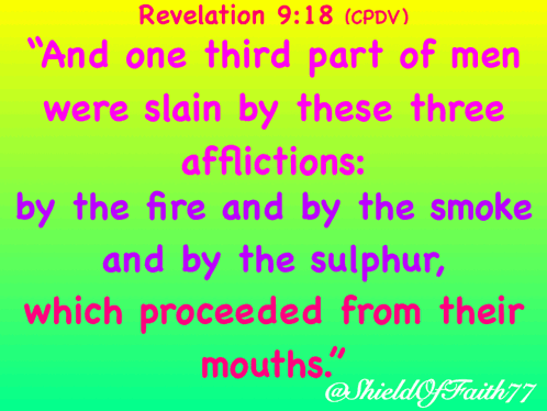 A Bible Verse From Revelation 9:18 Is Displayed On A Colorful Background GIF