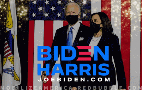 A Biden Harris Ad With A Man And Woman Holding Hands GIF