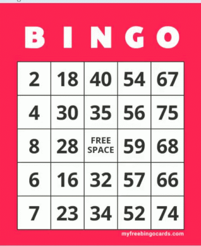 A Bingo Card With A Free Space In The Middle Of It GIF
