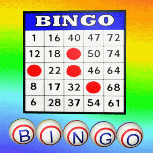A Bingo Card With A Rainbow Colored Background GIF