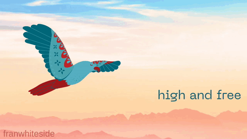 a bird is flying in the sky with the words soar high and free