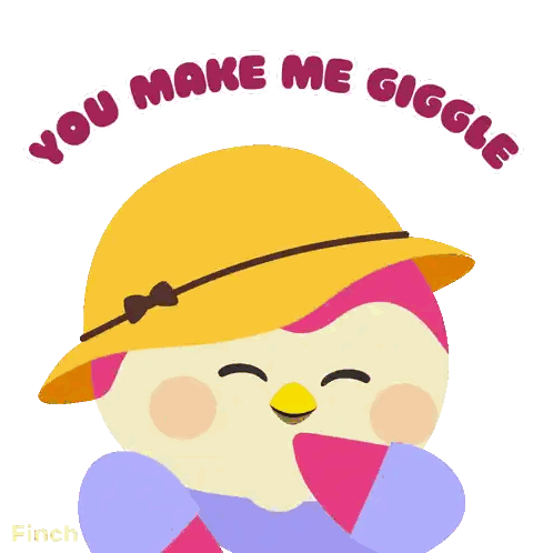 a bird wearing a hat and scarf with the words you make me giggle above it