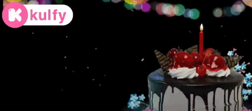 A Birthday Cake With A Candle And The Words Happy Birt On The Bottom GIF