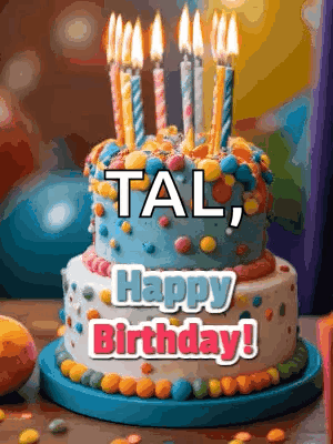 a birthday cake with candles and the words happy birthday