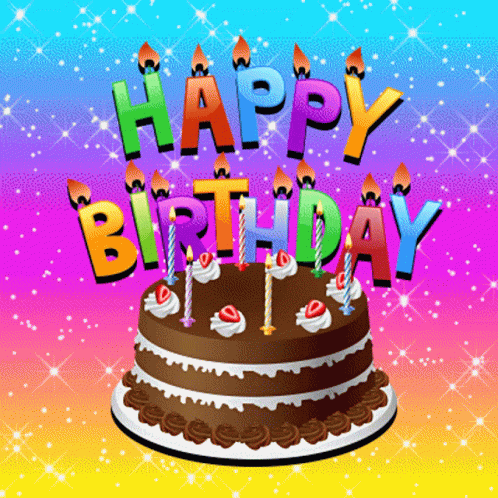 A Birthday Cake With Candles And The Words Happy Birthday GIF