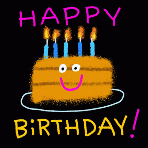 A Birthday Cake With Candles And The Words Happy Birthday Written Below It GIF