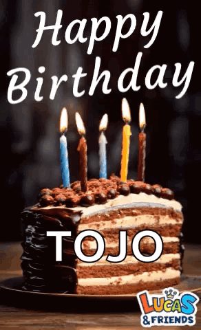 Birthday Cake With Candles And Tojo Name GIF