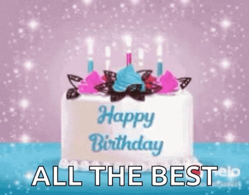 Birthday Cake With Candles And Happy Birthday All The Best GIF