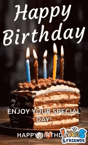Birthday Cake With Candles And Happy Birthday GIF