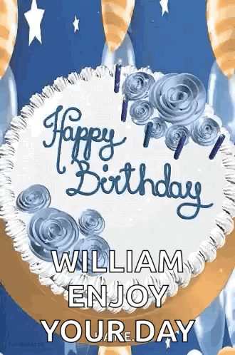 Birthday Cake With Candles And Happy Birthday William GIF