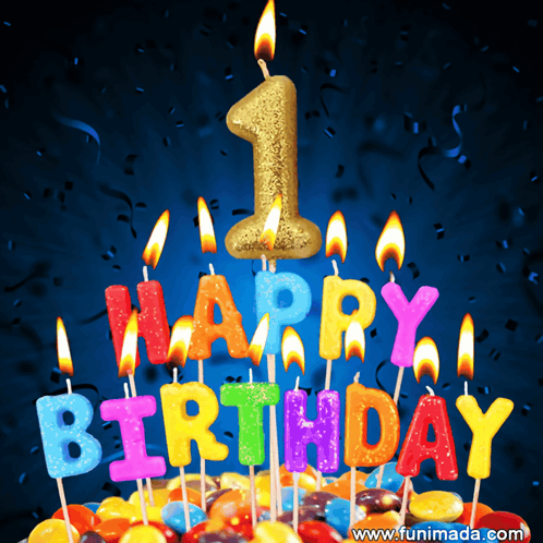 A Birthday Cake With Candles That Read Happy Birthday GIF