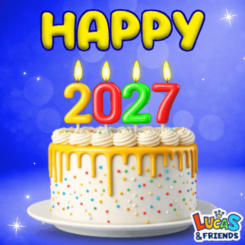 A Birthday Cake With Candles That Say 2027 On It GIF
