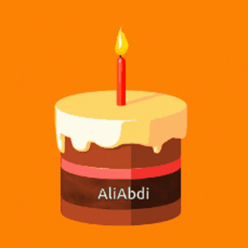 A Birthday Cake With The Name Aliabdi On The Bottom GIF