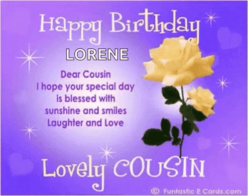 A Birthday Card For A Lovely Cousin With Two Yellow Roses GIF