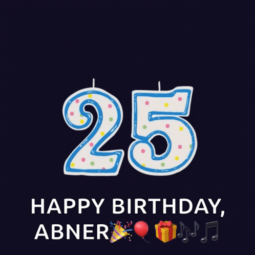 A Birthday Card For Abner With A Number 25 Candle GIF