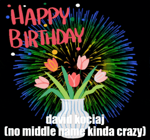 A Birthday Card For David Kociaj With Flowers In A Vase GIF