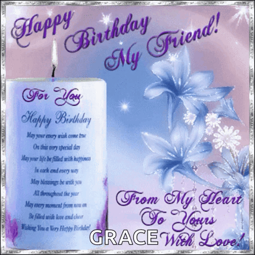 Birthday Card For Grace With Candle GIF