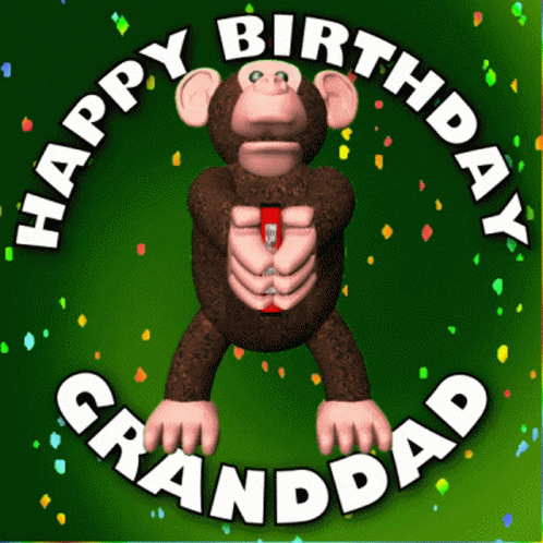 A Birthday Card For Granddad With A Monkey GIF