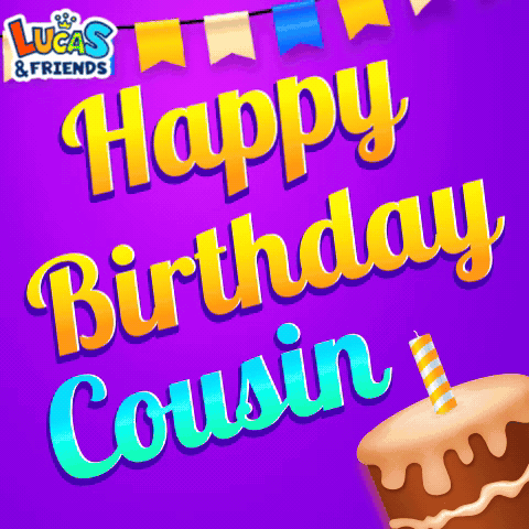 A Birthday Card For Lucas And Friends With A Cake And Candle GIF