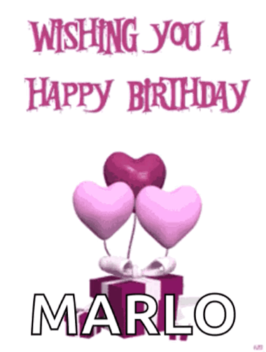 a birthday card for marlo with hearts and a gift box