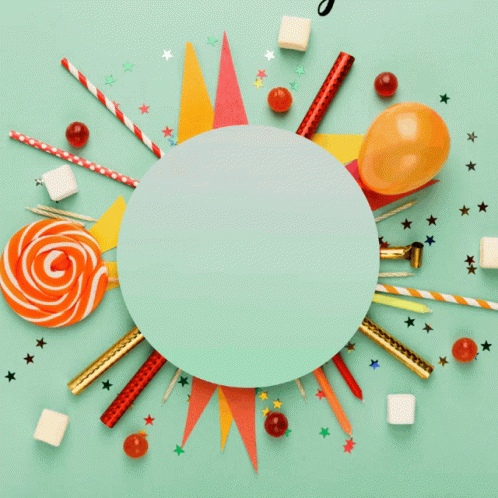A Birthday Card For Zachary With Candy And Candles GIF