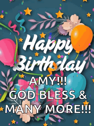 Birthday Card Happy Birthday Amy God Bless GIF