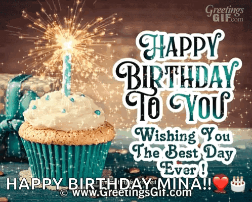 A Birthday Card With A Cupcake And A Candle That Says Happy Birthday To You GIF
