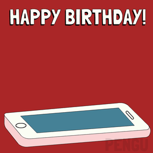 Penguin Holding Cake With Candle On Birthday Card GIF