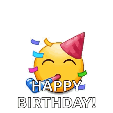 Smiley Face Birthday Card With Party Hat GIF