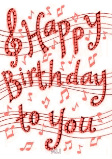 A Birthday Card With Green Music Notes And The Words Happy Birthday To You . GIF