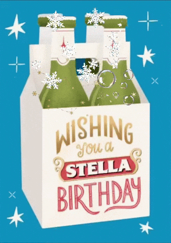 A Birthday Card With Stella Artois Bottles GIF