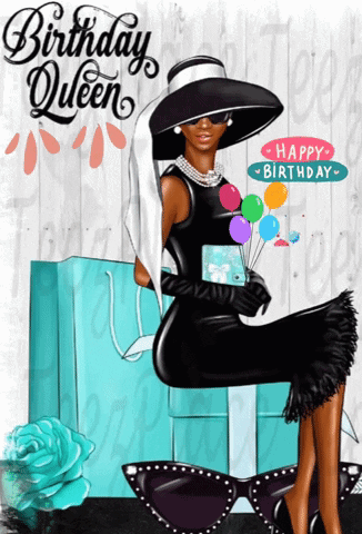 A Birthday Queen Sitting On A Gift Box GIF