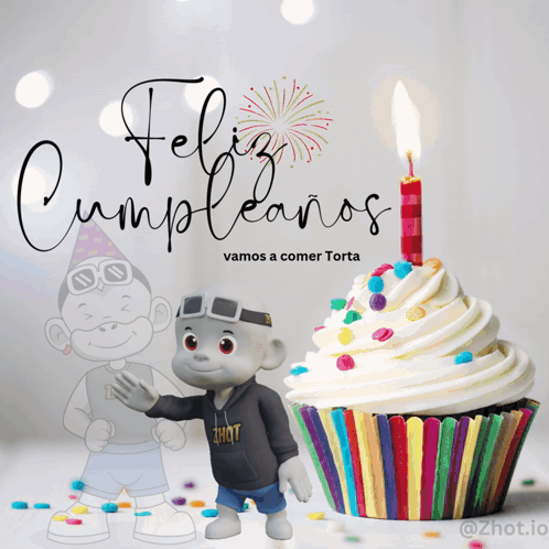 A Birthday Song Called Bridge The Divine With A Cartoon Character And A Cupcake GIF