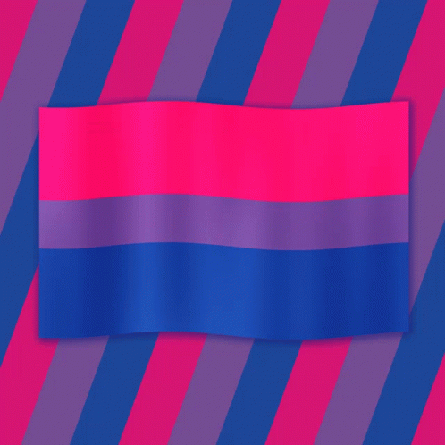 A Bisexual Flag Is Waving In The Wind Against A Striped Background GIF