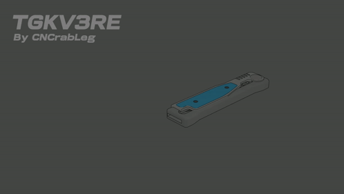 a black and blue drawing of a knife with the words tgkv3re by cnccrableg