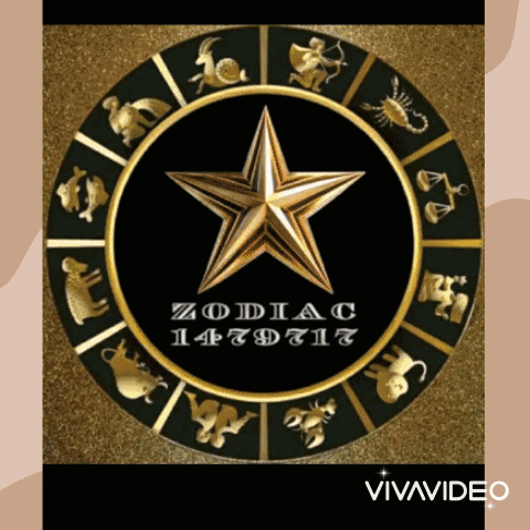 A Black And Gold Zodiac Circle With A Gold Star In The Middle GIF