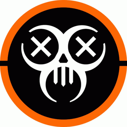 A Black And Green Circle With A Skull With Crossed Eyes GIF