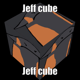 A Black And Orange Box With The Words Jeff Cube Jeff Cube GIF