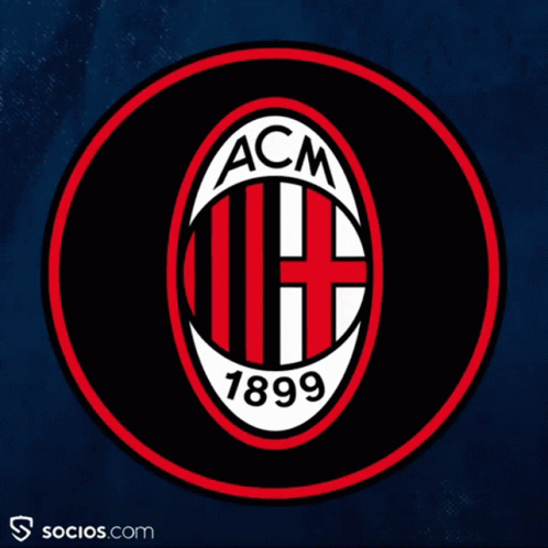 A Black And Red Circle With The Ac Milan Logo On It GIF