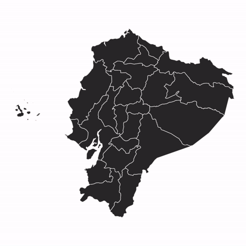 A Black And Red Map Of Ecuador With A Small Island In The Background GIF