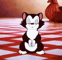 A Black And White Cartoon Cat Is Sitting On A Checkered Floor With His Eyes Closed GIF