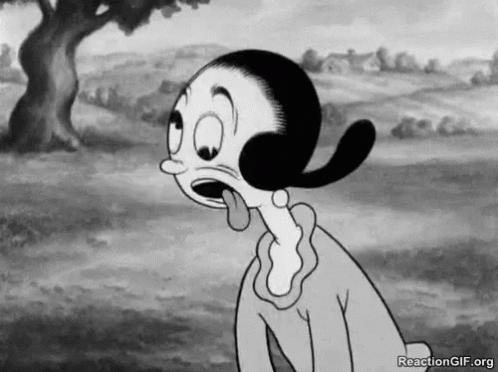 A Black And White Cartoon Of A Cartoon Character Sticking Out Her Tongue . GIF