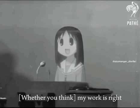 A Black And White Cartoon Of A Girl Standing At A Podium With A Microphone . GIF