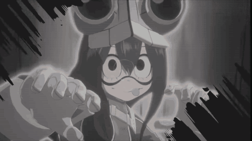 A Black And White Cartoon Of A Girl Wearing Glasses And A Hat GIF