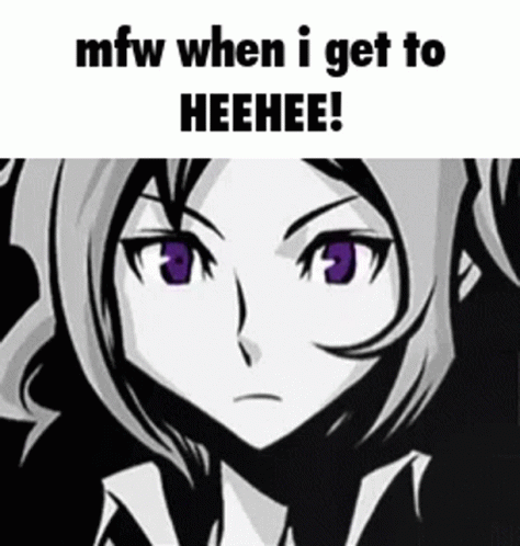 A Black And White Cartoon Of A Girl With Purple Eyes . GIF