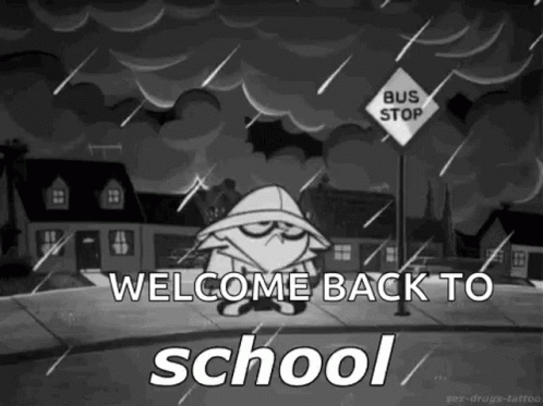 A Black And White Cartoon Of A Man Standing At A Bus Stop . GIF