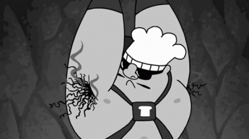 A Black And White Cartoon Of A Man With A Chef Hat On GIF