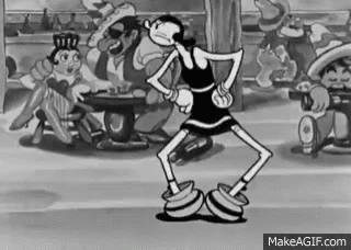 A Black And White Cartoon Of A Woman Dancing With Dumbbells On Her Legs . GIF