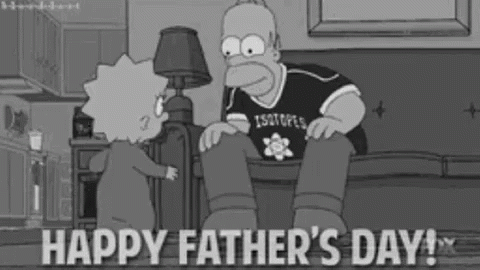 A Black And White Cartoon Of Homer Simpson Sitting On A Couch Talking To A Little Girl . GIF